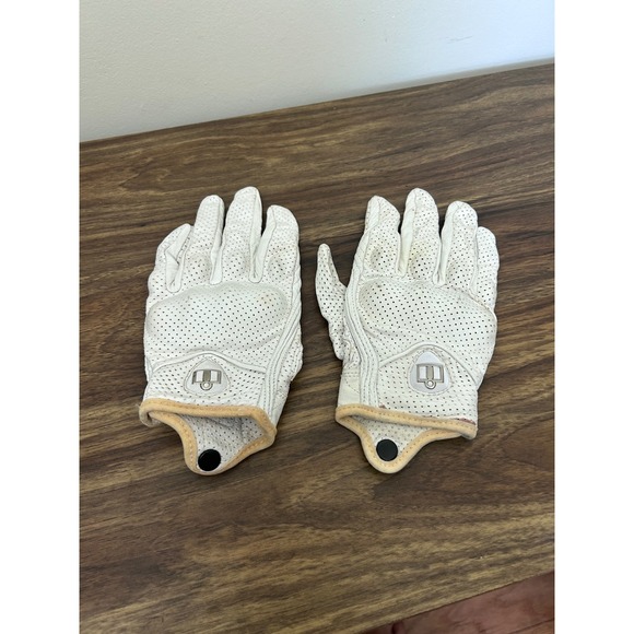 ICON Accessories - Icon Pursuit White Perforated Leather Womens Motorcycle Gloves Size Small Armor